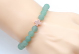 CGB9424 8mm, 10mm matte green aventurine & cross hematite power beads bracelets