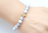 CGB9425 8mm, 10mm matte white howlite & cross hematite power beads bracelets