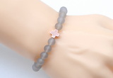 CGB9427 8mm, 10mm matte grey agate & cross hematite power beads bracelets