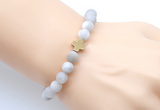 CGB9428 8mm, 10mm matte white crazy lace agate & cross hematite power beads bracelets