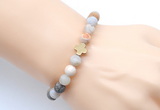 CGB9429 8mm, 10mm matte bamboo leaf agate & cross hematite power beads bracelets