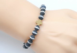 CGB9431 8mm, 10mm matte Tibetan agate & cross hematite power beads bracelets