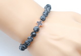 CGB9433 8mm, 10mm matte snowflake obsidian & cross hematite power beads bracelets