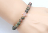 CGB9435 8mm, 10mm matte unakite & cross hematite power beads bracelets