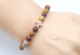 CGB9437 8mm, 10mm matte mookaite & cross hematite power beads bracelets