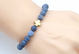 CGB9439 8mm, 10mm matte dumortierite & cross hematite power beads bracelets