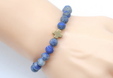 CGB9440 8mm, 10mm matte lapis lazuli & cross hematite power beads bracelets