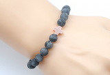 CGB9441 8mm, 10mm matte black labradorite & cross hematite power beads bracelets