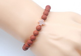 CGB9443 8mm, 10mm matte red jasper & cross hematite power beads bracelets