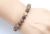 CGB9444 8mm, 10mm matte picasso jasper & cross hematite power beads bracelets