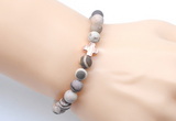 CGB9445 8mm, 10mm matte Australian zebra jasper & cross hematite power beads bracelets