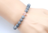 CGB9448 8mm, 10mm matte grey picture jasper & cross hematite power beads bracelets