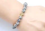 CGB9450 8mm, 10mm matte dalmatian jasper & cross hematite power beads bracelets