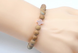 CGB9452 8mm, 10mm matte wooden jasper & cross hematite power beads bracelets