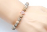 CGB9453 8mm, 10mm matte picture jasper & cross hematite power beads bracelets