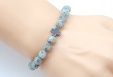 CGB9454 8mm, 10mm matte sesame jasper & cross hematite power beads bracelets