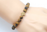 CGB9455 8mm, 10mm matte yellow tiger eye & cross hematite power beads bracelets