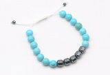 CGB9462 8mm, 10mm blue howlite & drum hematite adjustable bracelets