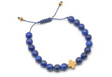 CGB9467 8mm, 10mm lapis lazuli & cross hematite adjustable bracelets