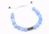 CGB9481 8mm, 10mm blue banded agate & rondelle hematite adjustable bracelets