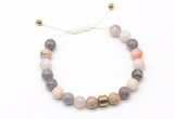 CGB9489 8mm, 10mm bamboo leaf agate & drum hematite adjustable bracelets