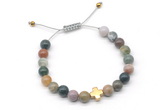 CGB9490 8mm, 10mm Indian agate & cross hematite adjustable bracelets