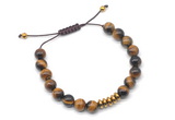 CGB9500 8mm, 10mm yellow tiger eye & rondelle hematite adjustable bracelets