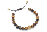 CGB9501 8mm, 10mm yellow tiger eye & cross hematite adjustable bracelets