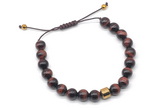 CGB9503 8mm, 10mm red tiger eye & drum hematite adjustable bracelets