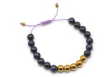 CGB9504 8mm, 10mm purple tiger eye & round hematite adjustable bracelets