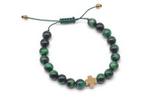 CGB9508 8mm, 10mm green tiger eye & cross hematite adjustable bracelets