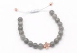 CGB9519 8mm, 10mm labradorite & cross hematite adjustable bracelets