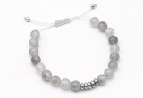 CGB9524 8mm, 10mm cloudy quartz & rondelle hematite adjustable bracelets