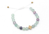 CGB9530 8mm, 10mm matte fluorite & cross hematite adjustable bracelets