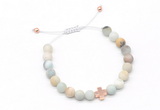 CGB9532 8mm, 10mm matte amazonite & cross hematite adjustable bracelets