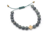 CGB9561 8mm, 10mm matte kambaba jasper & cross hematite adjustable bracelets