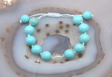 CGB9600 12mm round blue howlite & white crystal adjustable bracelets