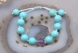 CGB9602 12mm round blue howlite & amethyst adjustable bracelets