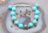 CGB9606 12mm round blue howlite & labradorite adjustable bracelets