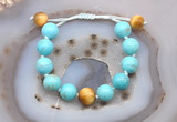 CGB9607 12mm round blue howlite & golden tiger eye adjustable bracelets