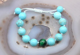 CGB9611 12mm round blue howlite & green tiger eye adjustable bracelets