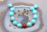 CGB9613 12mm round blue howlite & red agate adjustable bracelets