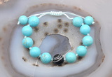 CGB9614 12mm round blue howlite & black banded agate adjustable bracelets