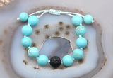 CGB9615 12mm round blue howlite & black lava adjustable bracelets