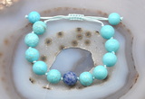 CGB9619 12mm round blue howlite & blue spot stone adjustable bracelets