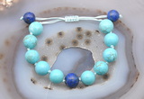 CGB9620 12mm round blue howlite & lapis lazuli adjustable bracelets