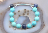 CGB9621 12mm round blue howlite & sodalite adjustable bracelets