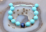 CGB9622 12mm round blue howlite & blue tiger eye adjustable bracelets