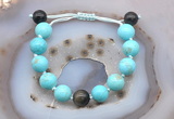 CGB9624 12mm round blue howlite & golden obsidian adjustable bracelets