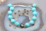 CGB9625 12mm round blue howlite & eagle eye jasper adjustable bracelets